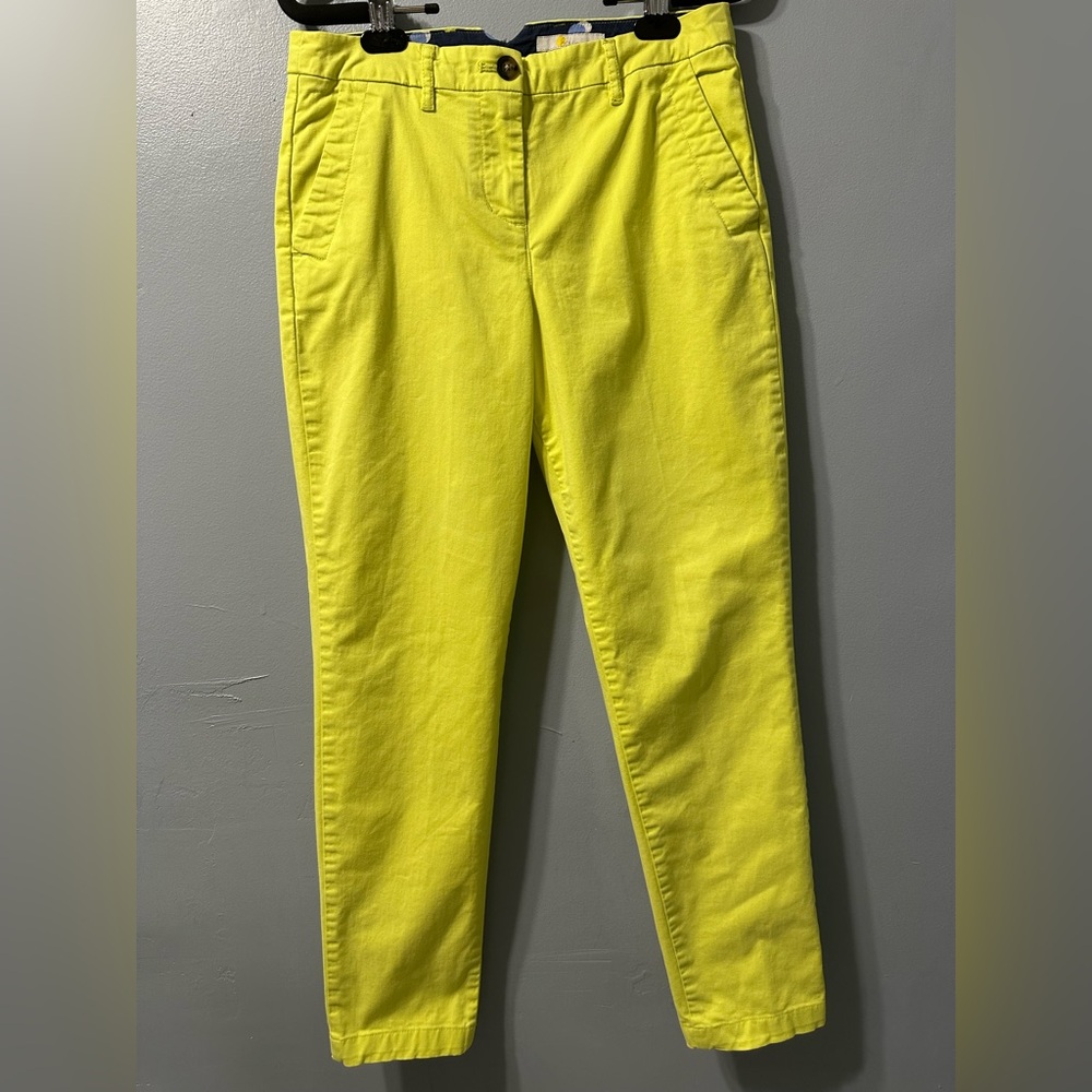 BODEN Neon Yellow Cropped Trouser Pants Cotton‎ Women’s Size 4